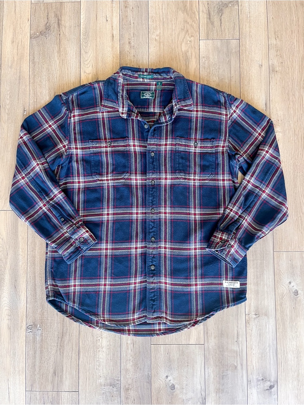 G.H. Bass Blue Salute Heavyweight 100% Cotton Work Shirt XL Button Front